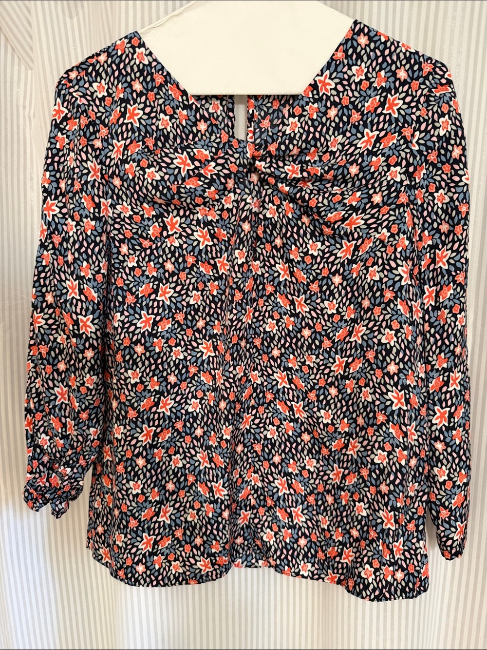 Rebecca Taylor Women’s Floral Twist-Neck Blouse - Navy & Coral
